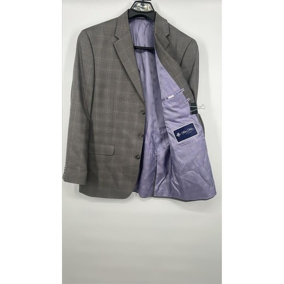 Sean John Other - Sean John Mens Gray Glen Plaid Two Button Blazer Sport Coat 44L Wool Blend